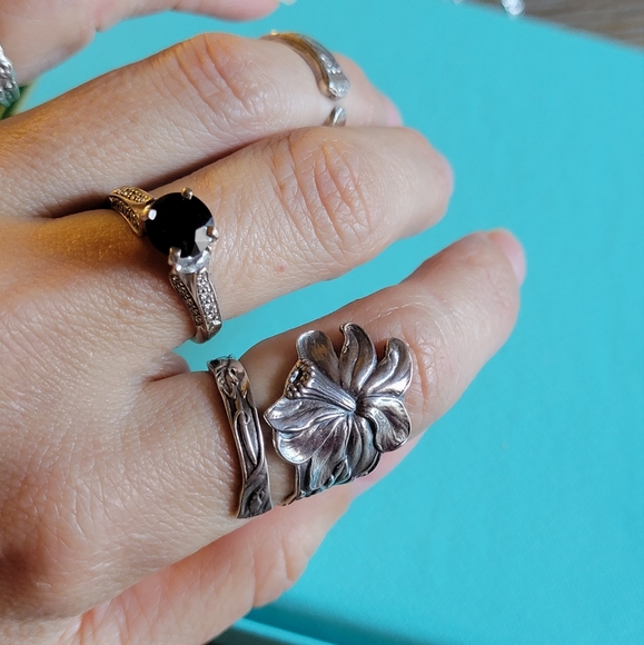 Antique Vintage Sterling Silver Daffodil Spoon Ring - Picture 11 of 14